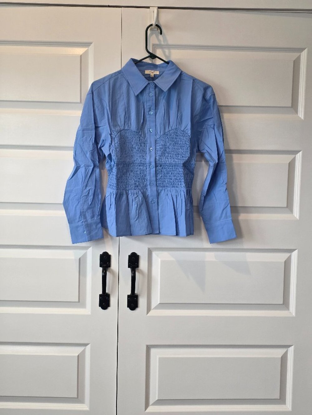 NWT: Easel Smocked Button Down Shirt - Picture 3 of 4